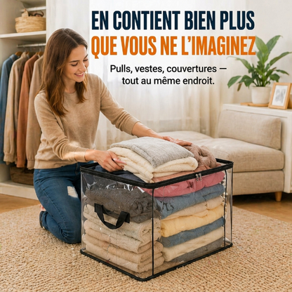 📦Sac de Stockage Transparent Extra-Robuste avec Fermeture – Parfait pour Vêtements, Couettes et Rangement🔴