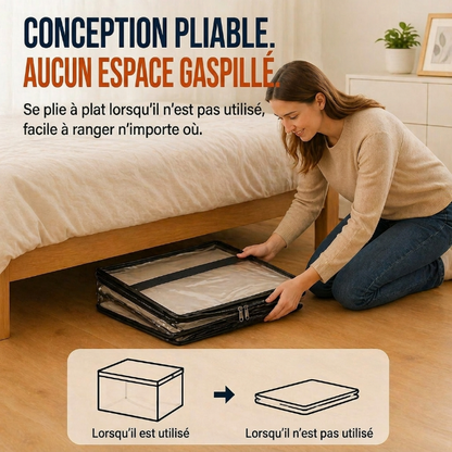 📦Sac de Stockage Transparent Extra-Robuste avec Fermeture – Parfait pour Vêtements, Couettes et Rangement🔴