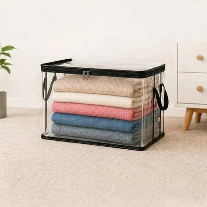 📦Sac de Stockage Transparent Extra-Robuste avec Fermeture – Parfait pour Vêtements, Couettes et Rangement🔴